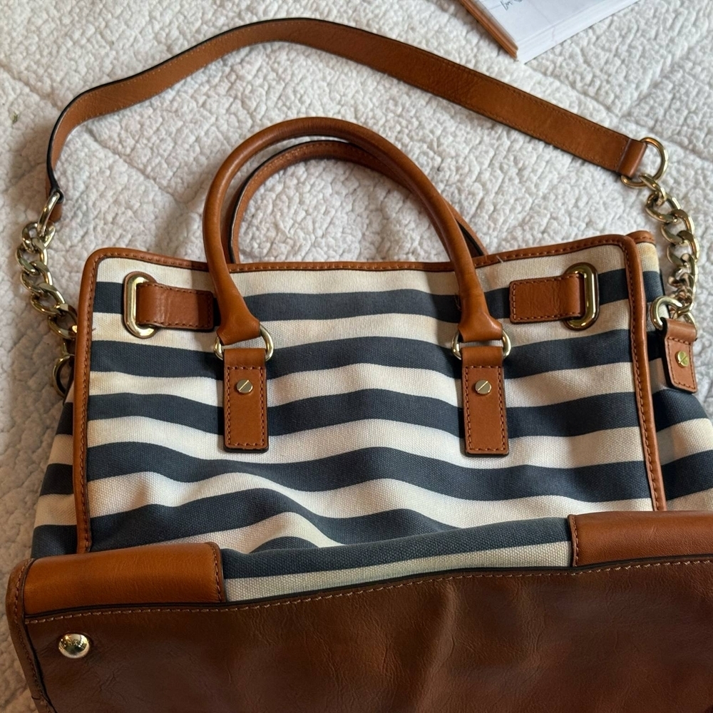 Michael Kors Cream And Blue Hamilton Tote Bag - Picture 4 of 8